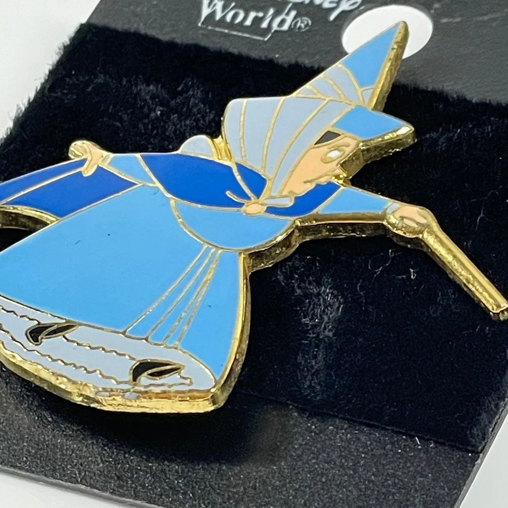 Disney Merryweather Fairy Pin Blue Vintage Sleeping Beauty Enamel Gold Tone